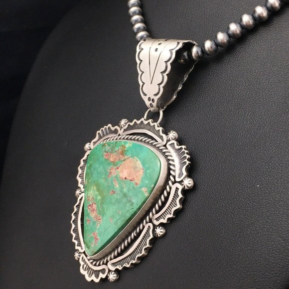 Navajo Sterling Silver Necklace Pendant Length 20 - Picture 7 of 12